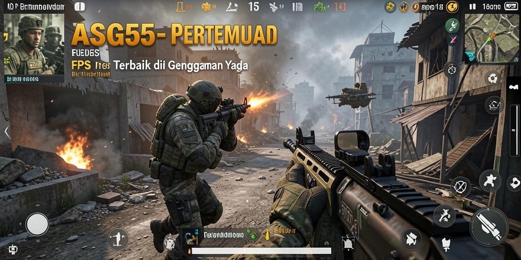 Gameplay mendebarkan di ASG55 dengan aksi FPS intens.