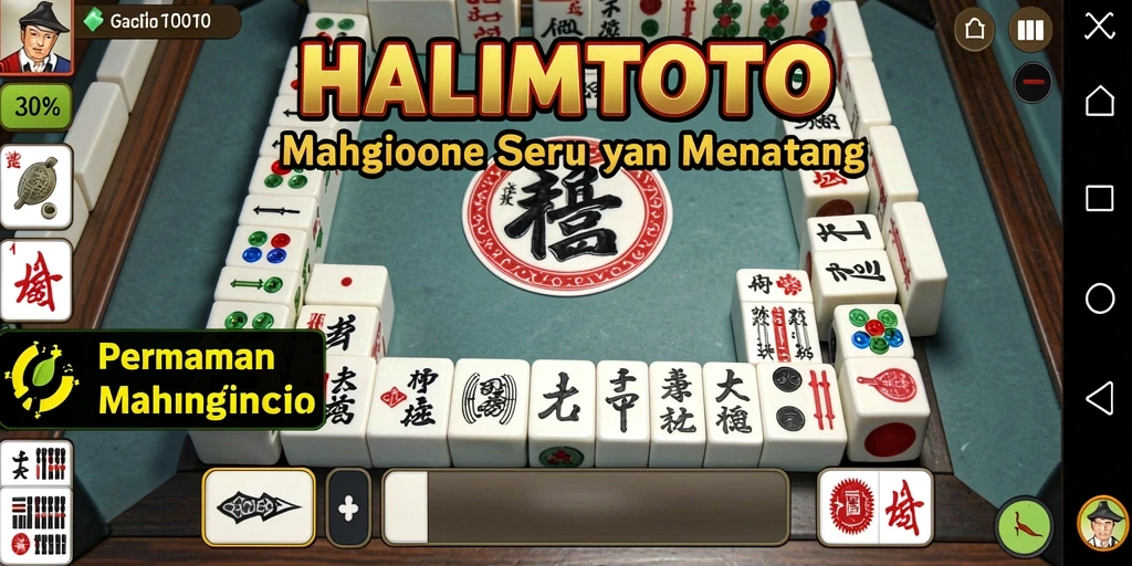 Tampilan gameplay HALIMTOTO yang menarik dan penuh tantangan Mahjong.