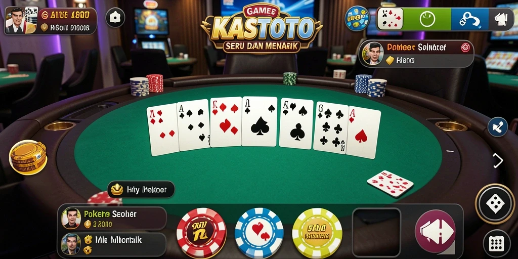 Tampilan gameplay KASTOTO dengan suasana poker yang mendebarkan.