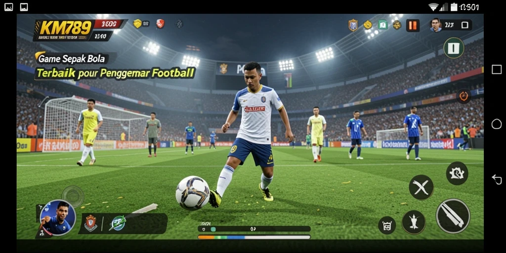 Tampilan gameplay menarik dari KM789 dengan aksi sepak bola yang mendebarkan.