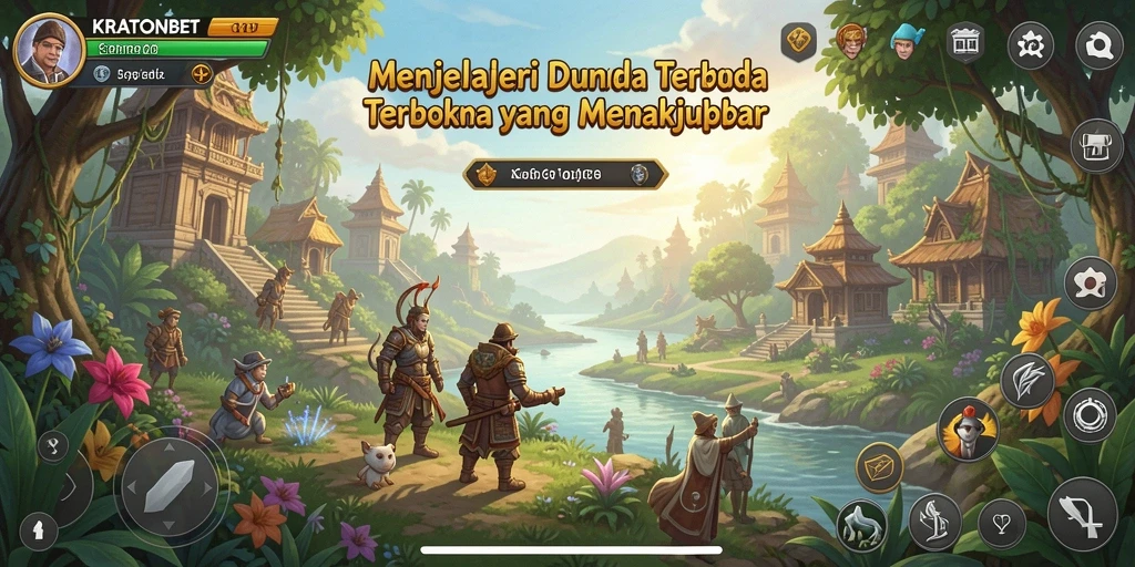 Tangkapan layar gameplay KRATONBET menampilkan petualangan di dunia terbuka yang luas.