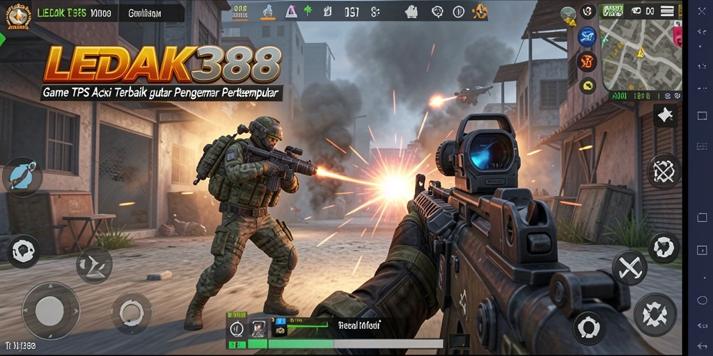Tampilan aksi mendebarkan dalam LEDAK388 dengan gameplay TPS.