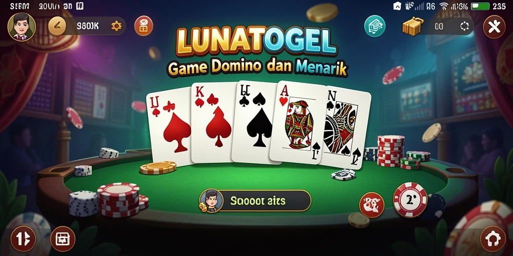 Tampilan gameplay seru dalam permainan Domino LUNATOGEL.