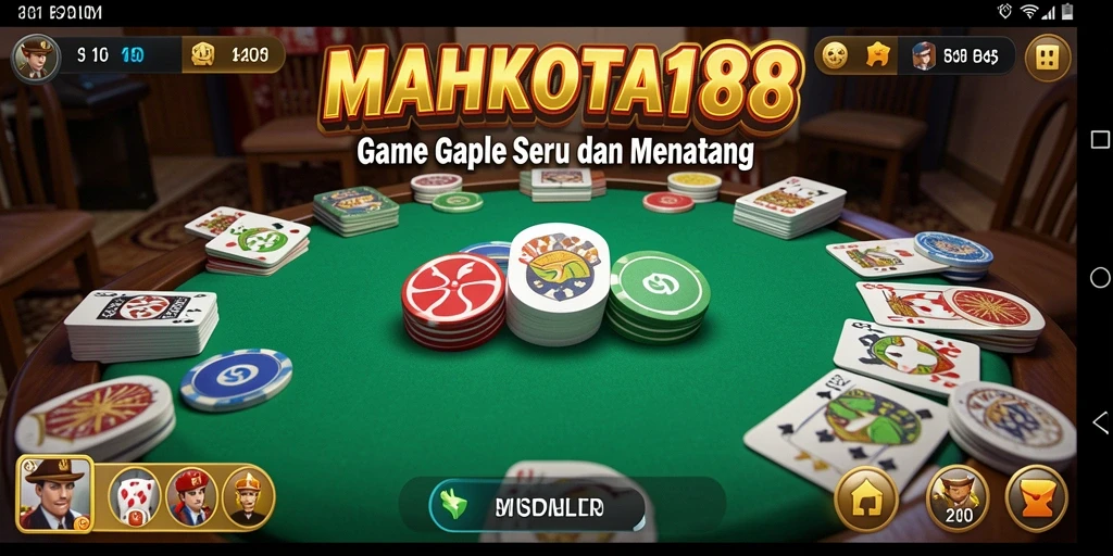 Tampilan gameplay seru dalam MAHKOTA188 yang menampilkan aksi Gaple.