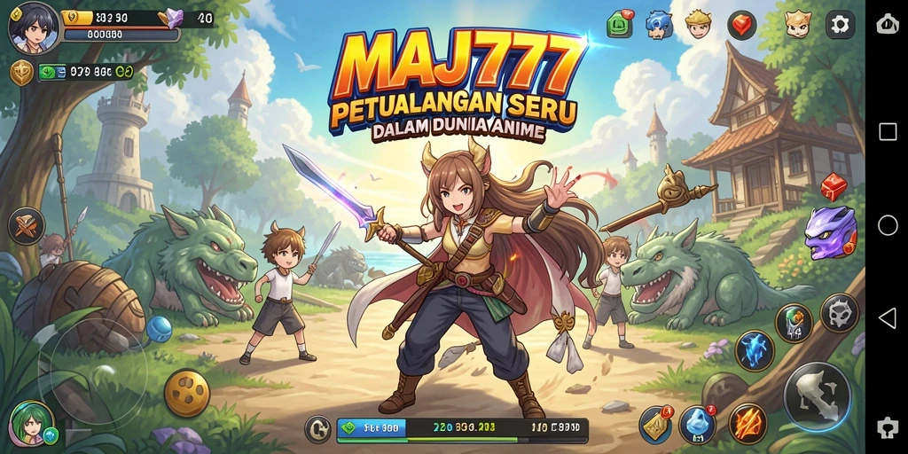 Screenshot gameplay MAJ777 menampilkan aksi seru karakter Anime dalam pertarungan.