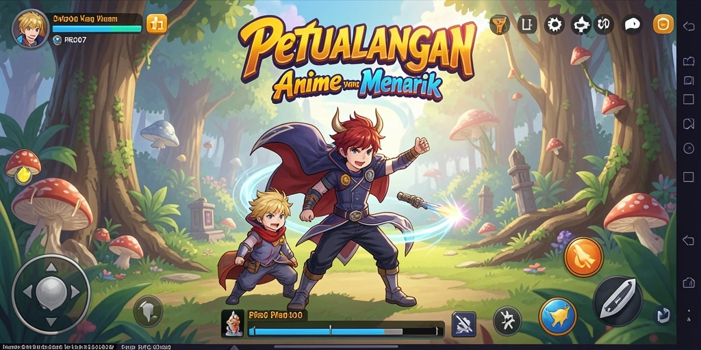 Tampilan gameplay seru dari PRG007 yang menampilkan pertarungan karakter Anime.