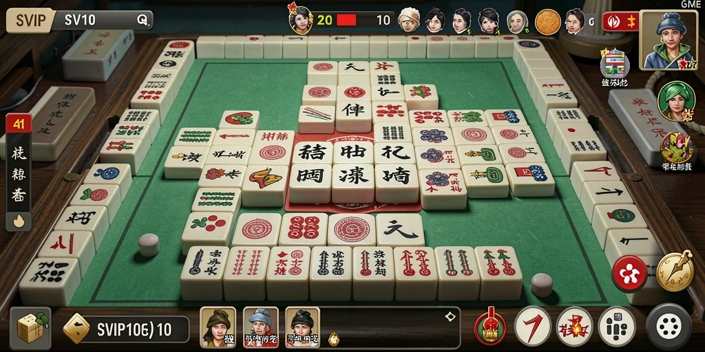Screenshot menunjukkan gameplay menarik dari SVIP10 dalam permainan Mahjong.