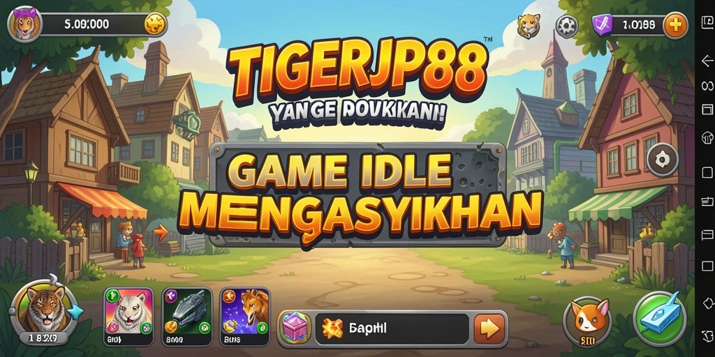Screenshot utama TIGERJP88 menunjukkan karakter mengumpulkan sumber daya secara otomatis.