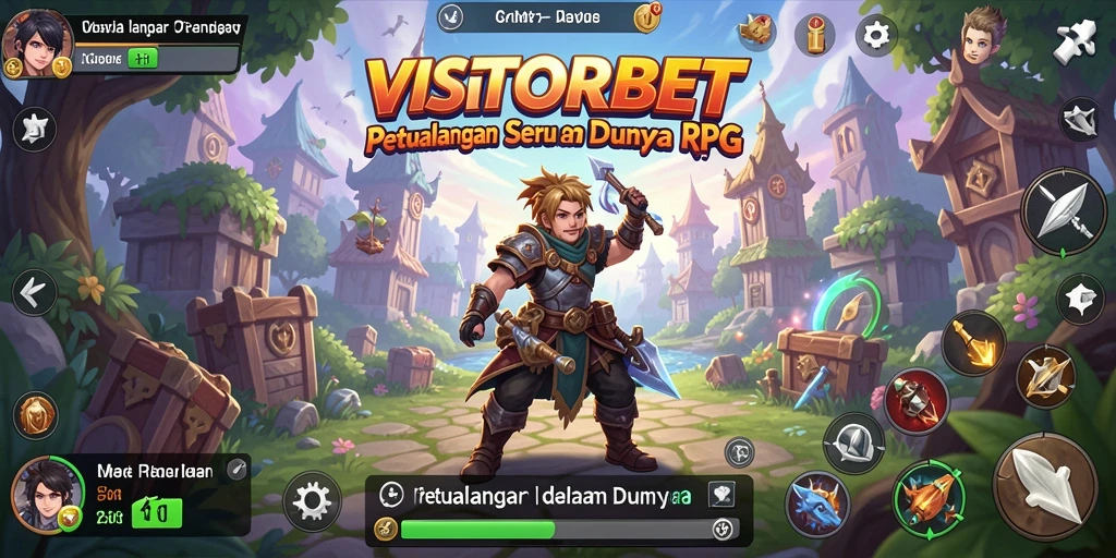 Screeshot dari gameplay intens VISITORBET dengan berbagai karakter RPG.